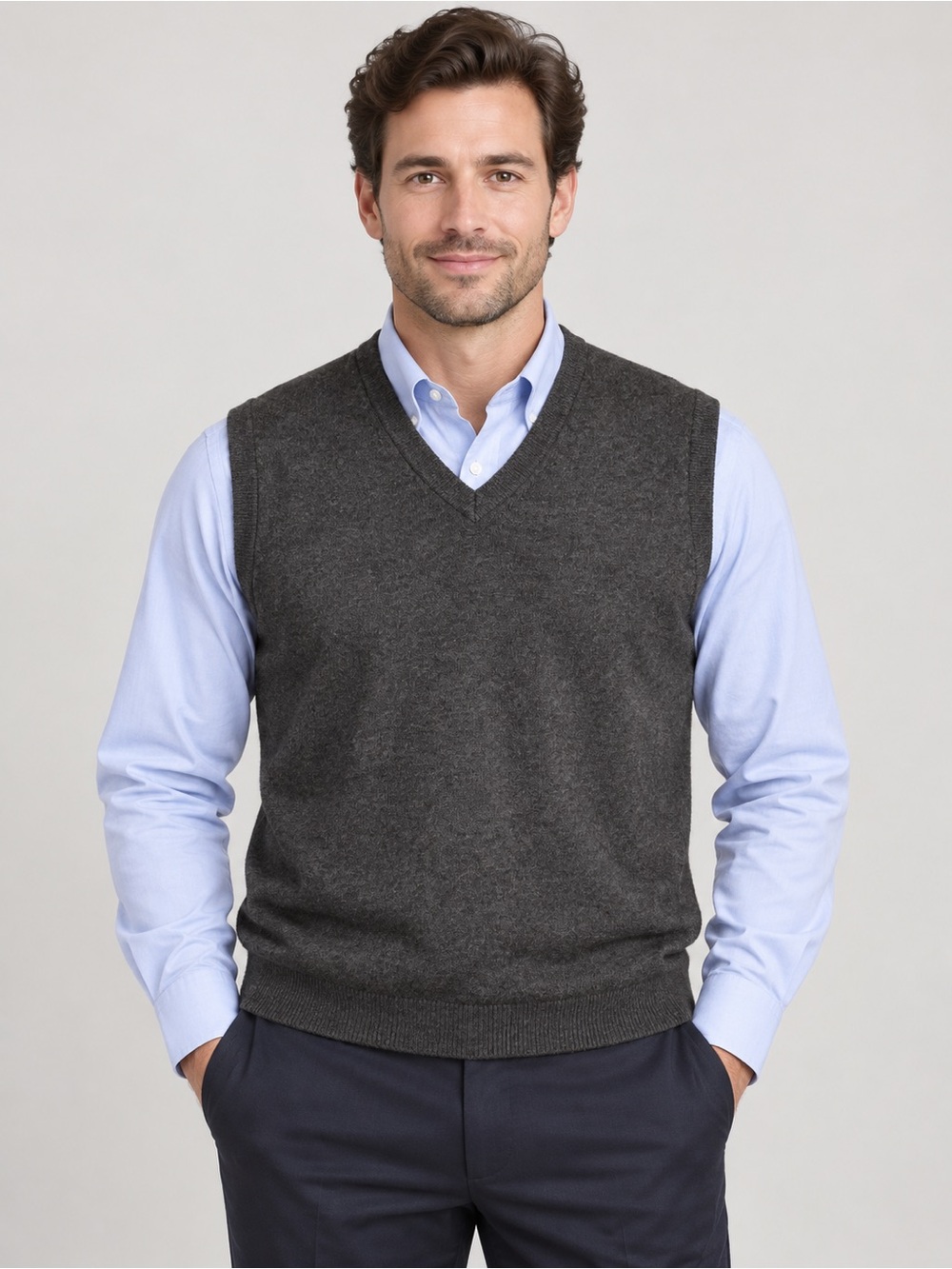 Brooks Brothers Dark Charcoal V-Neck Sweater Vest
